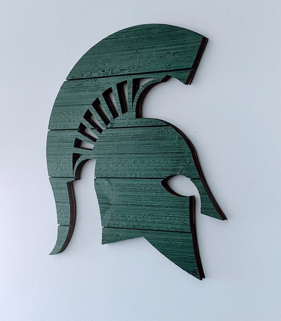 Michigan State University Spartan Head Wall Hanging Officially Etsy