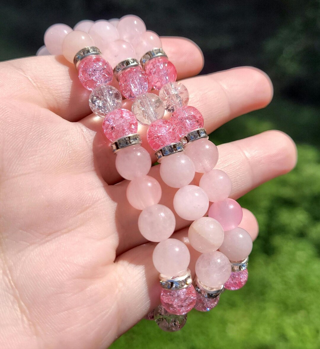 ★rosemont★ Silver Deep Green Bead Bracelet La Vie En Rose La Vie En Rose Inspired Handmade Gemstone Beaded Bracelet - Etsy