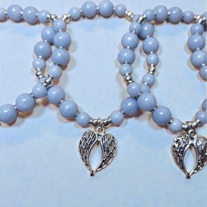 Angel: Angelite Beaded Bracelet with Silver Angel Wing Charm image 7