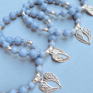 Angel: Angelite Beaded Bracelet with Silver Angel Wing Charm image 8