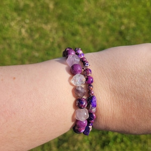 Purple Haze Handmade Gemstone and glass Beaded Bracelet Inspired by the Jimi Hendrix song