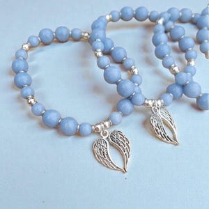 Angel: Angelite Beaded Bracelet with Silver Angel Wing Charm image 5