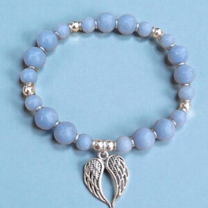 Angel: Angelite Beaded Bracelet with Silver Angel Wing Charm image 4