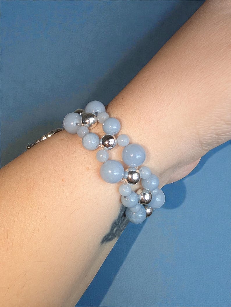 Angel: Angelite Beaded Bracelet with Silver Angel Wing Charm image 10