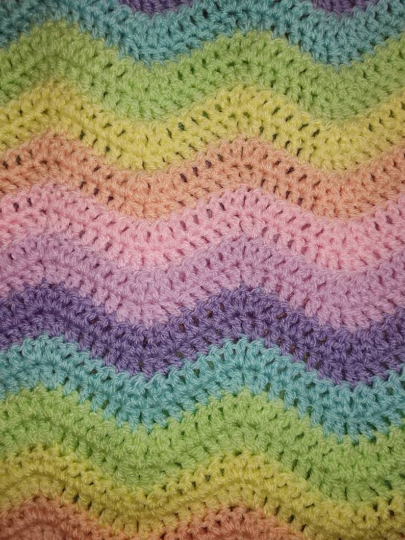 Pastel rainbow ripple baby blanket
