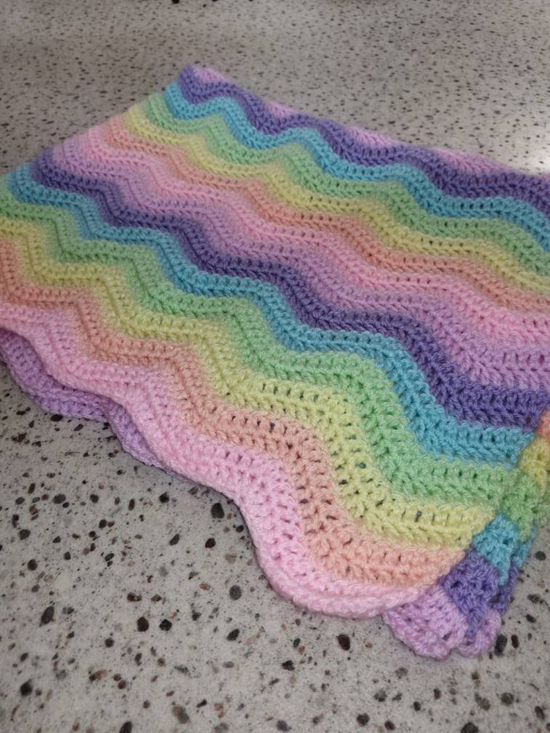 Pastel rainbow ripple baby blanket