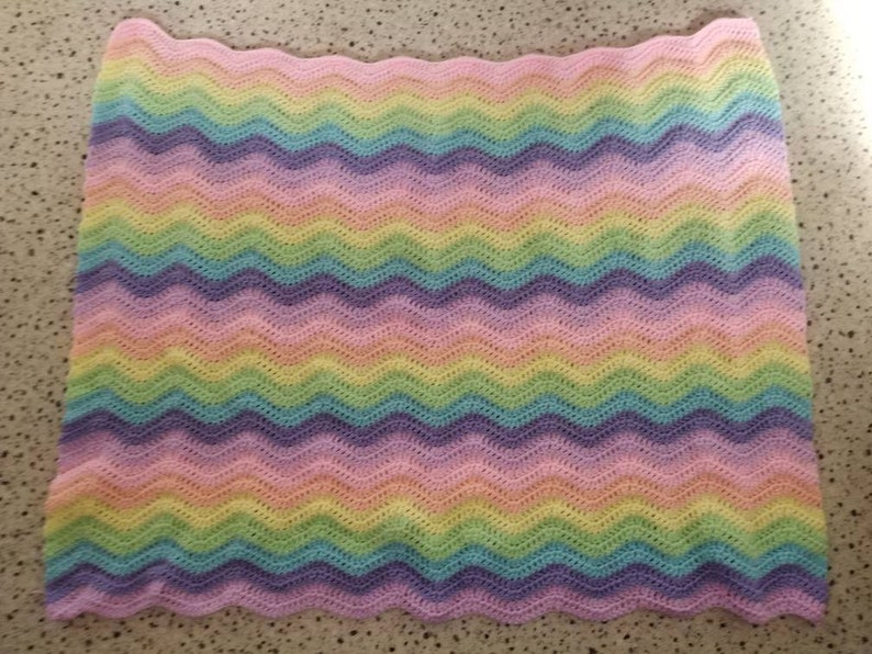 Pastel rainbow ripple baby blanket
