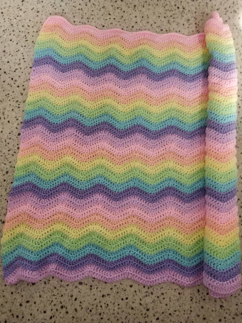 Pastel rainbow ripple baby blanket