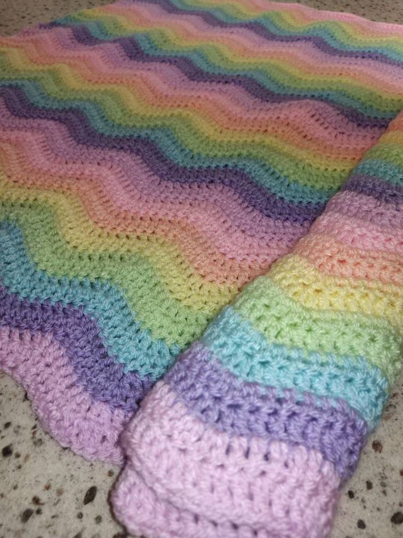 Pastel rainbow ripple baby blanket
