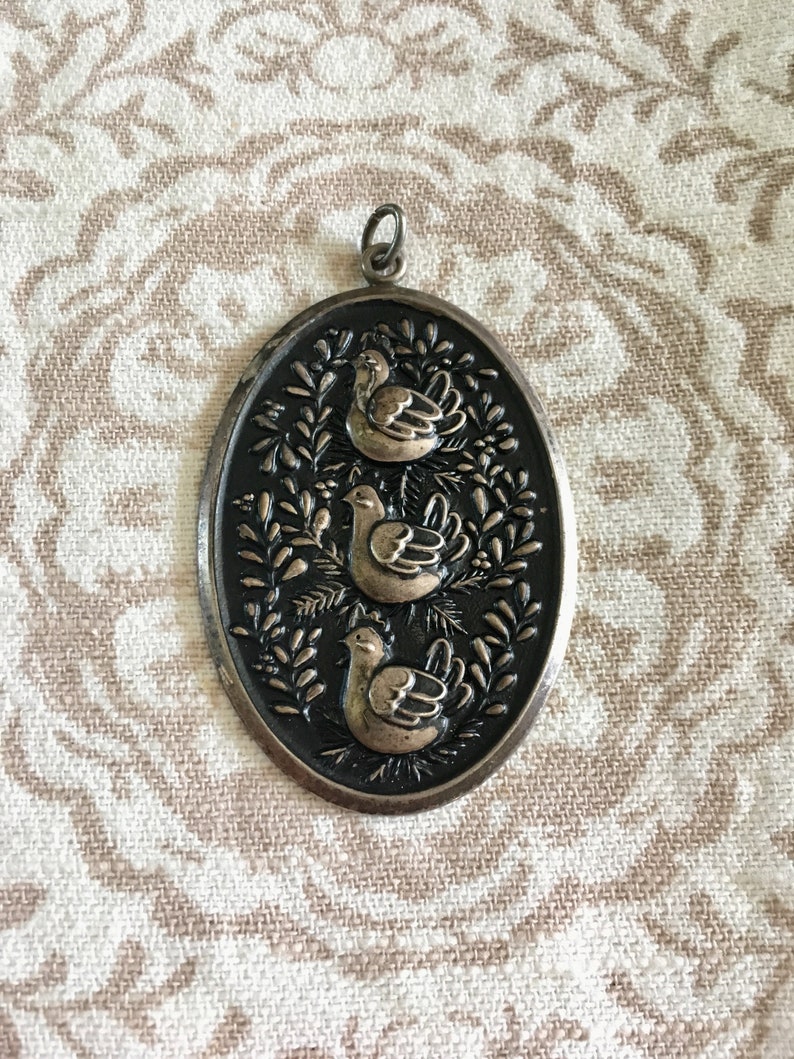 three birds gift for mother Partridge Bird International Sterling Pendant Hen Pendant