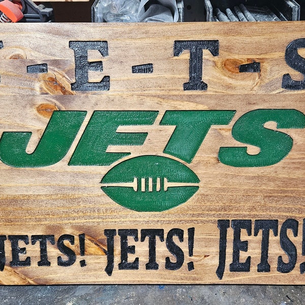 Jets Wood Carved Sign
