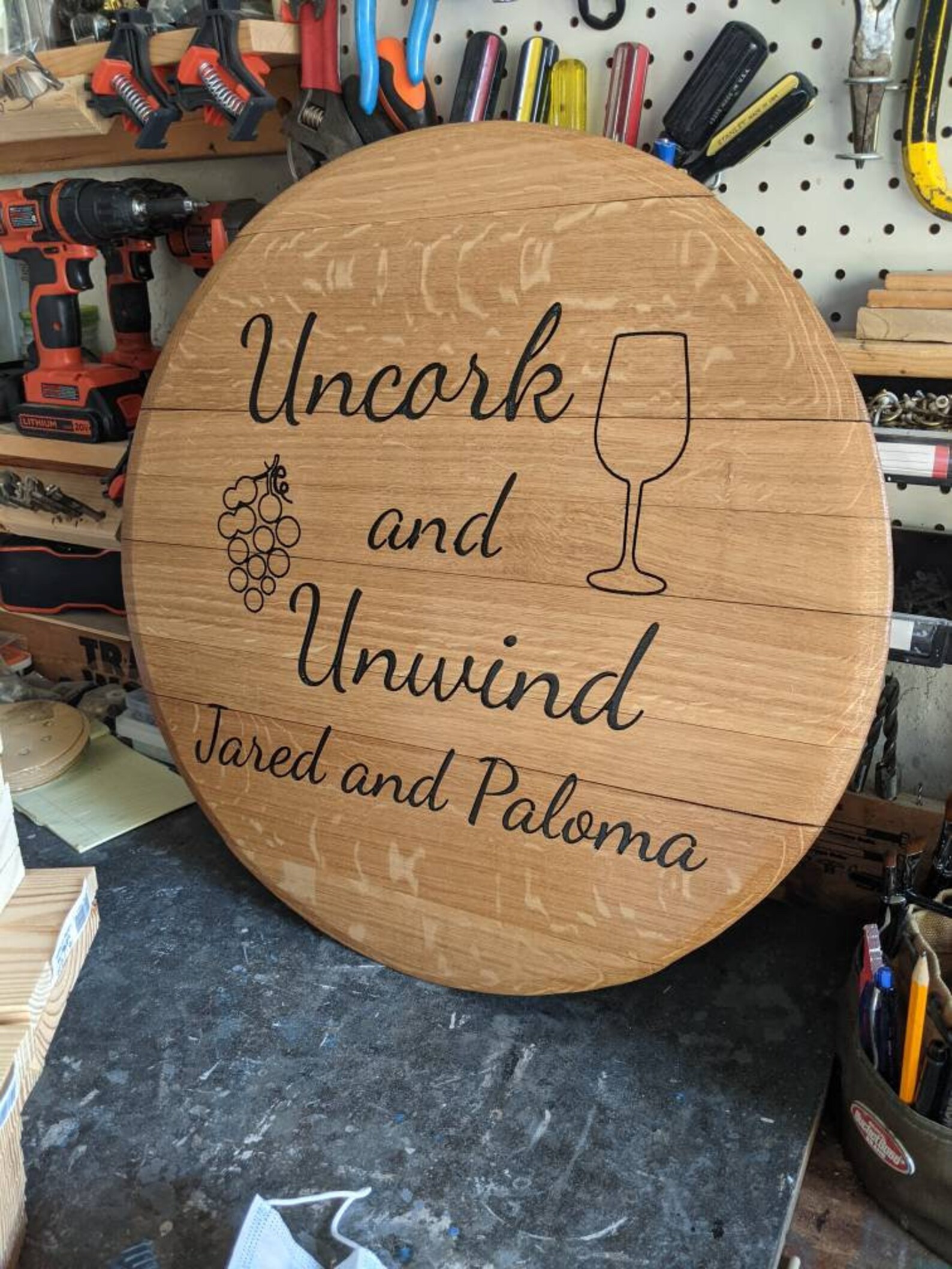 Wine Barrel Lid Custom Engraved Etsy