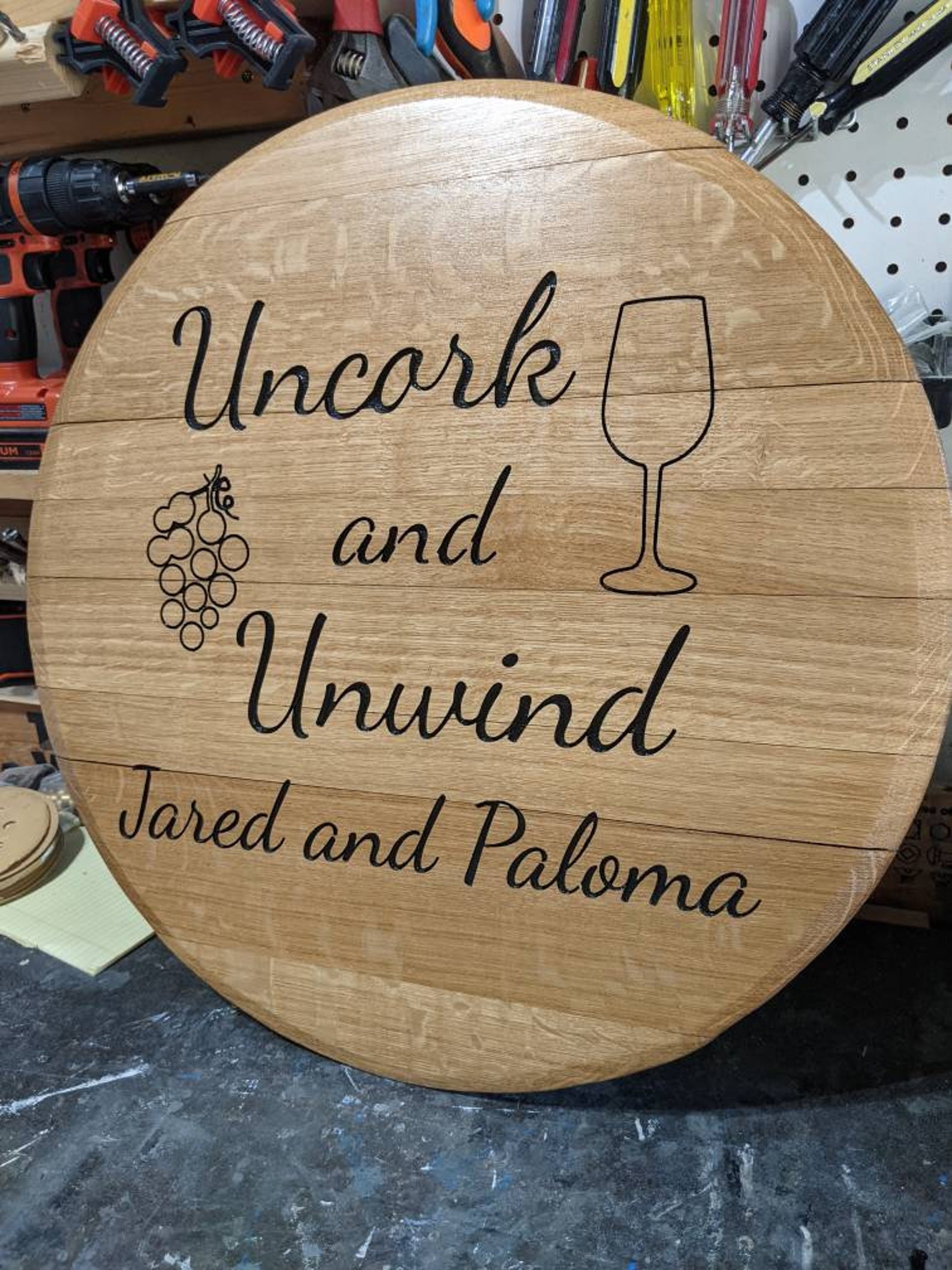 Wine Barrel Lid Custom Engraved Etsy