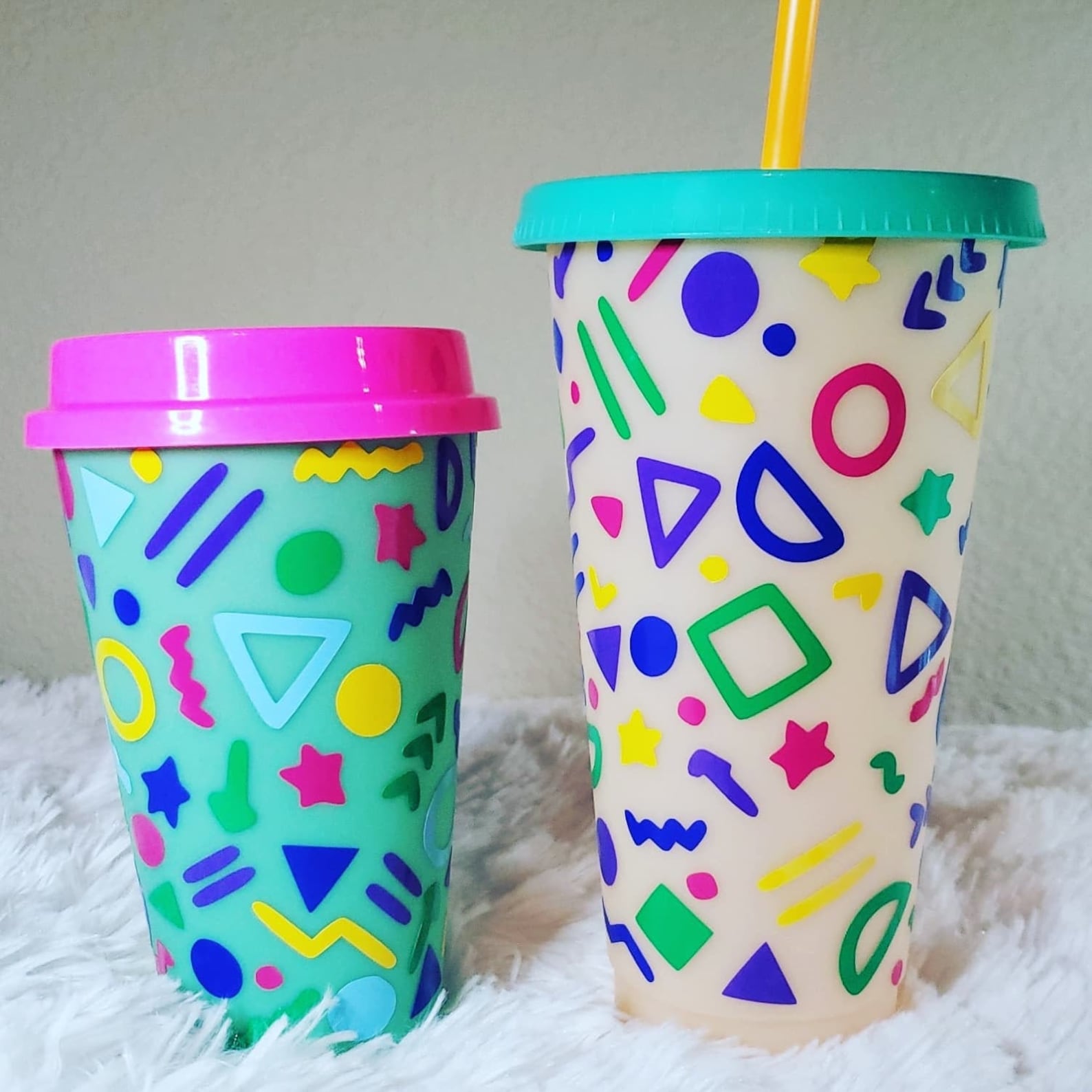 Color changing 90s inspired cups// Cold Cups// Coffee Cups// Etsy