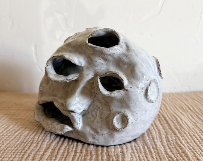 Melty Moon Handmade Ceramic Sculpture - incense holder