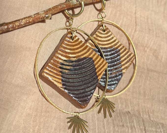 Handmade Clay and Brass Ear Weights