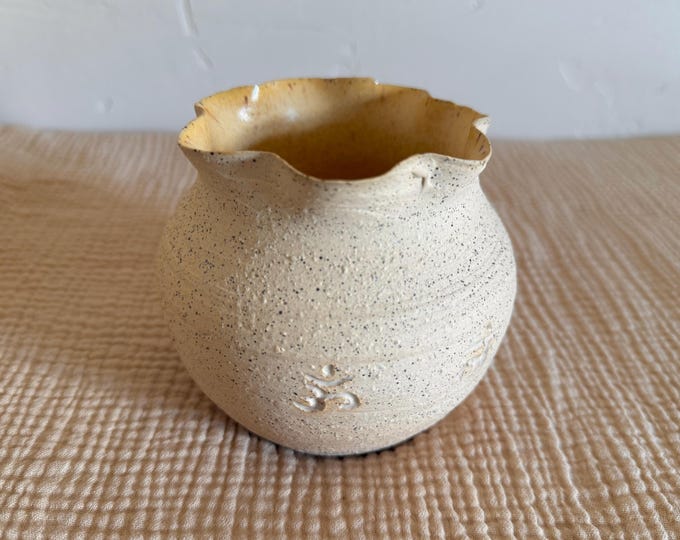 7 Chakras handthrown and carved ceramic vase