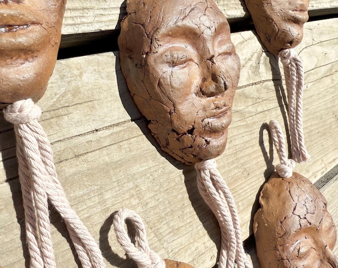 Clay Goddess Wall Hanging with Macrame
