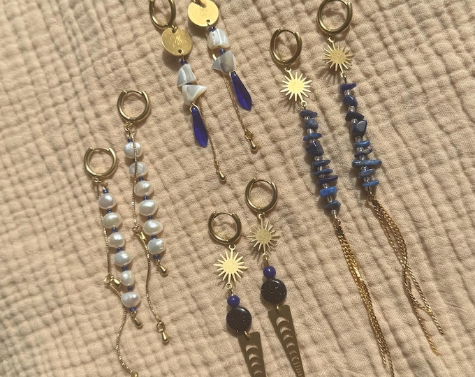 Azure Dreams Collection ~ Handmade Brass Dangle Earrings