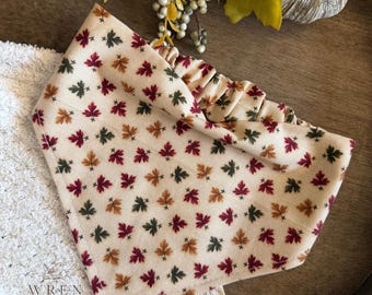 Fall Leaves Scrunchie Dog Bandana | Handmade Autumn Pet Accessory