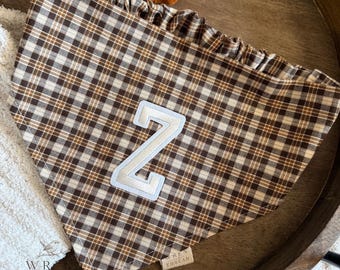Harvest Plaid Scrunchie Dog Bandana | Handmade Autumn Pet Accessory
