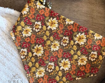 Fall in Bloom Scrunchie Dog Bandana | Handmade Autumn Pet Accessory