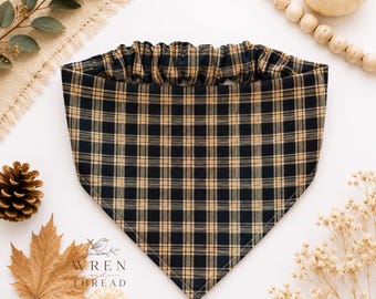 Blue Ridge Plaid Scrunchie Dog Bandana | Handmade Autumn Pet Accessory