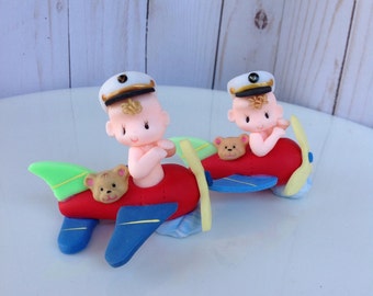 Vintage airplane cake topper. Vintage airplane decoration.