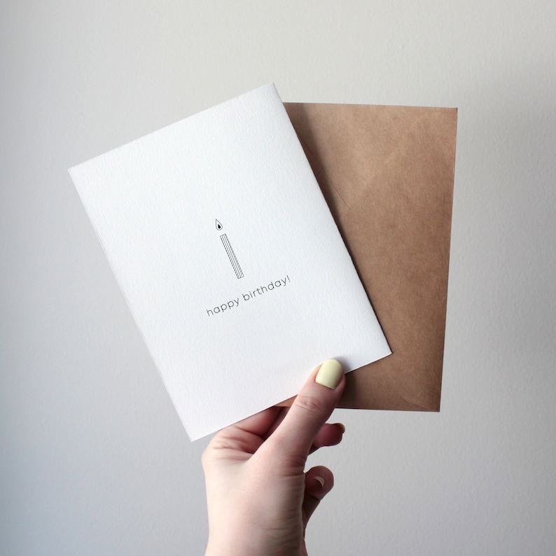 Minimalist Birthday Card Greeting Card Candle Simple Etsy