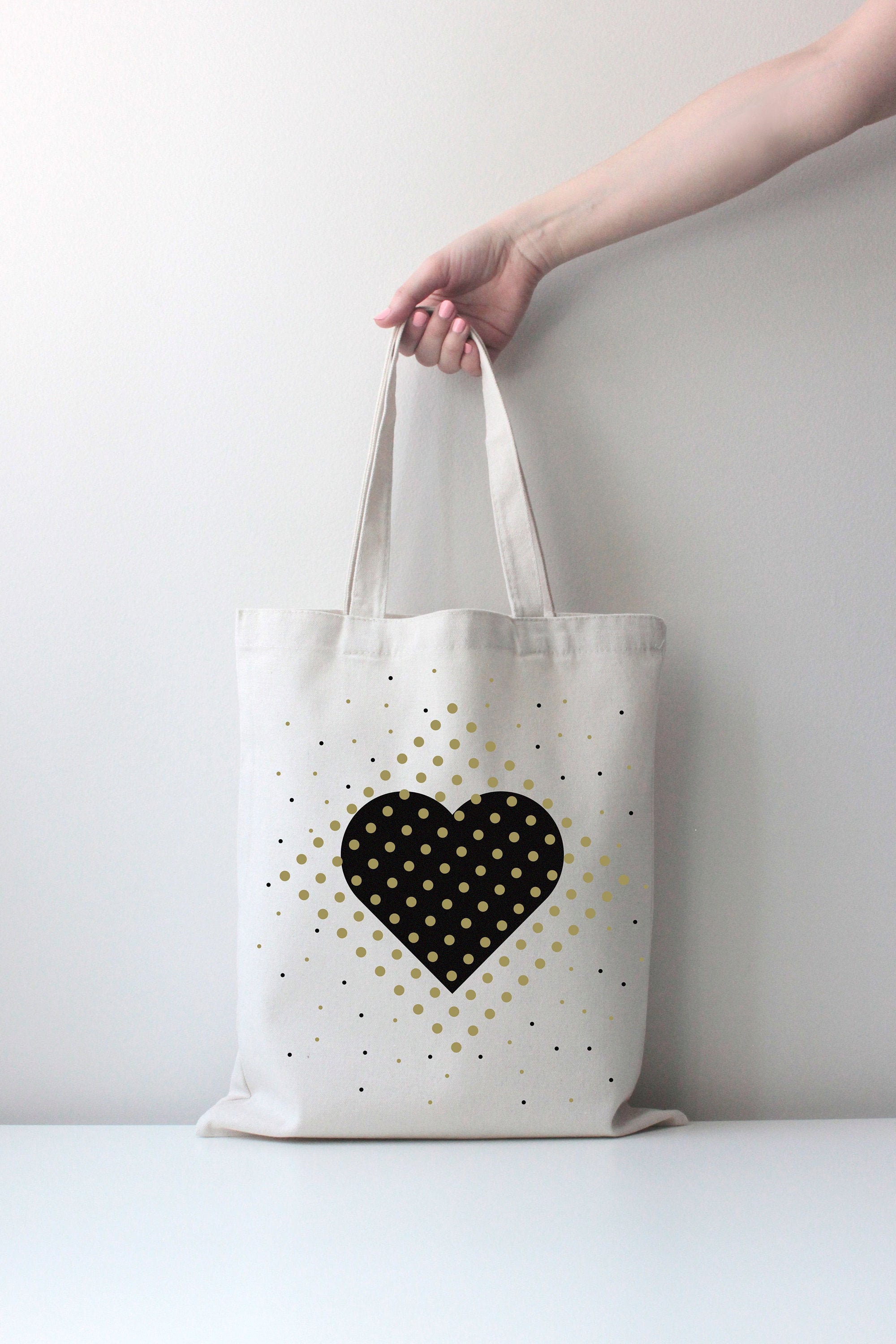 Buy Cotton Tote Bag Cute Minimalist Design Black Heart Online in India 