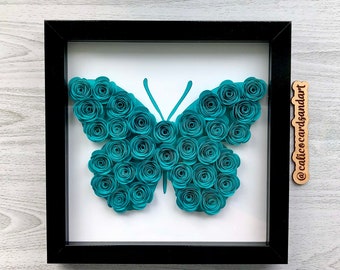 Butterfly Paper Flower Shadowbox - Custom - Birthday Gift - Paper Flowers - 8x8" - Personalized Gift - Nursery Decor - Graduation Gift