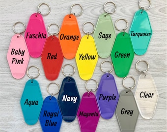 Retro Motel Keychain - Hotel Keychain - Personalized Gift - Teacher Gift - Rhombus Key Chain - Teacher Gift - Vintage Key Ring - Tassel