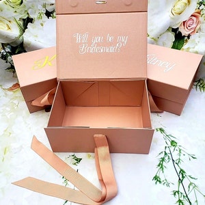 Rose Gold Bridesmaid Proposal Box, Personalized Bridesmaid gifts, Junior Bridesmaid Gift, Flower Girl Gift Box, Bridesman Proposal