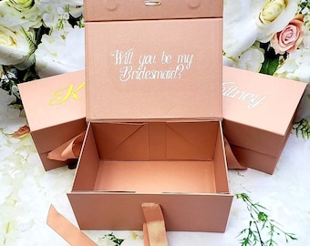 Rose Gold Bridesmaid Proposal Box, Personalized Bridesmaid gifts, Junior Bridesmaid Gift, Flower Girl Gift Box, Bridesman Proposal