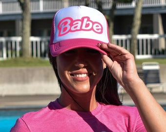 Hot Pink Babe Trucker Hat, Bachelorette Party Hat, Babe Hat