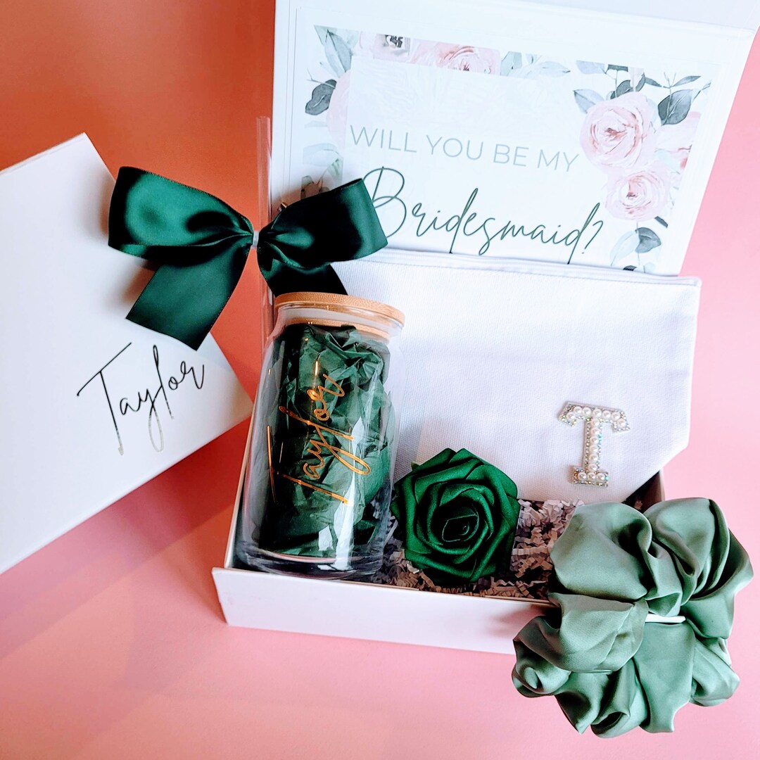 Themed Bridesmaid Proposal Box With Matching Goods Green Etsy