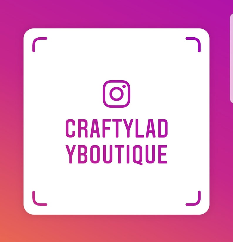 May include: White square with rounded corners and a purple Instagram icon in the center. The text "CRAFTYLAD YBOUTIQUE" is below the icon in purple.