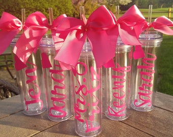 Set of 5 Custom Bridesmaid Tumblers, 16 0z. double walled
