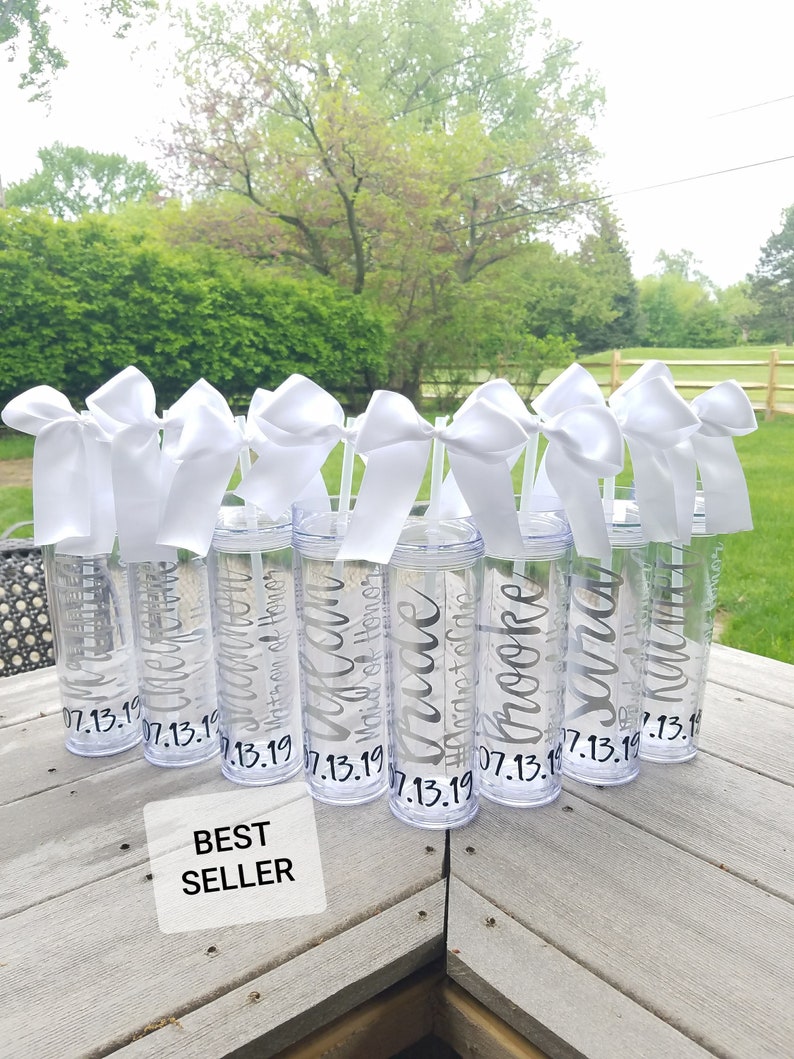 Set of 6 personalized bridesmaid tumblers, bridesmaid gift, bridesmaid proposal, Monogrammed Cup, Flower Girl Tumbler 