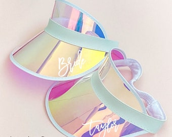 Personalized holographic visor for bachelorette party, Birthday party, Beach Sun Hat, Bachelorette Party favor