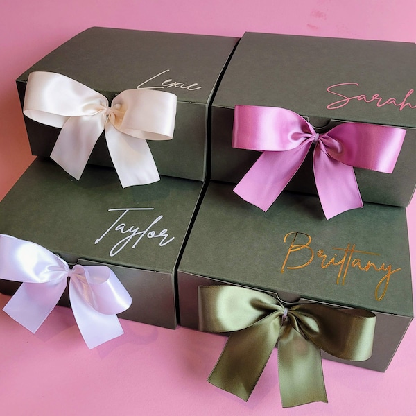 Sage Green Personalized Gift Box For Bridesmaids, Wedding Favors, Bridesmaid Proposal Box, Holiday Gift Box, Empty Box