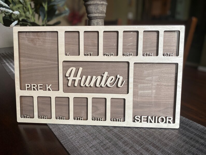 Personalized School Years Photo Frame: Walnut & Maple Wood - Etsy