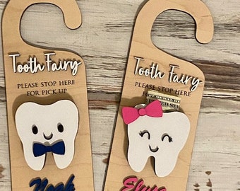 Personalized Tooth Fairy Door Hanger: Engraved Wooden Tooth Holder - Etsy