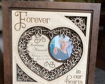 Laser Engraved Memorial Shadow Box Picture Frame, Layered Frame, Personalized Keepsake, Remembrance Gift, Sympathy Gift, In Memory, Greiving