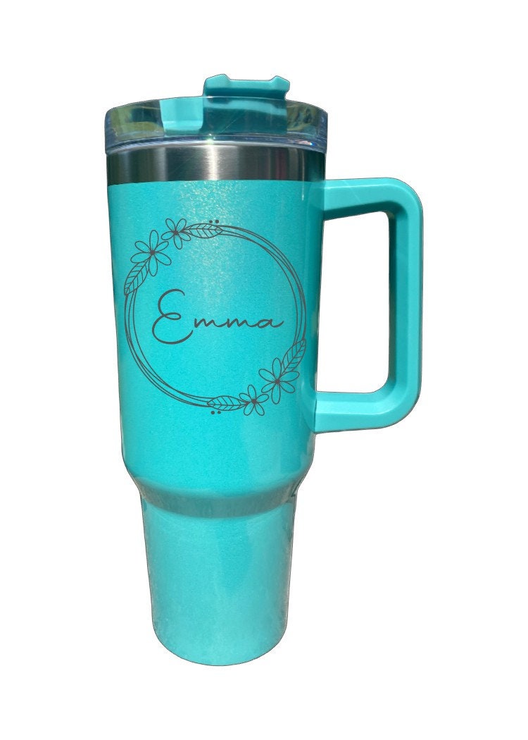 Personalized 40oz Tumbler With Handle & Straw Custom Engraved Etsy