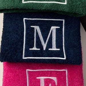 Personalised Monogram Towel: Embroidered 500 GMS Cotton Towels, Square Monogram Design image 17