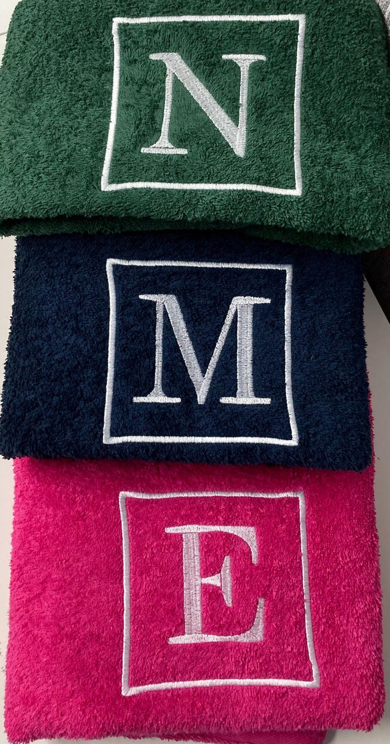Personalised Monogram Towel: Embroidered 500 GMS Cotton Towels, Square Monogram Design image 17