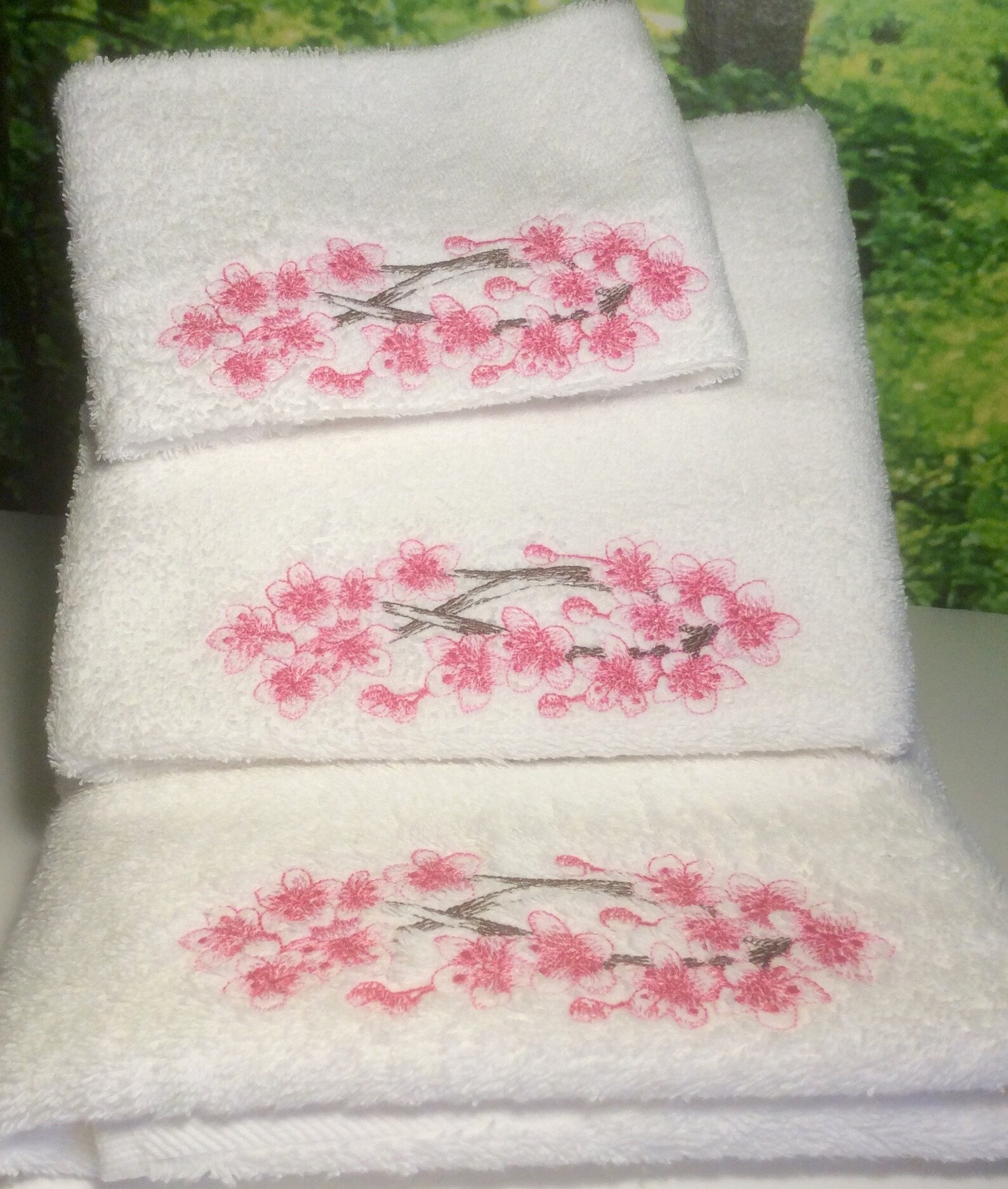 Personalised and Embroidered Luxury Towels, Delicate Blossom Branch