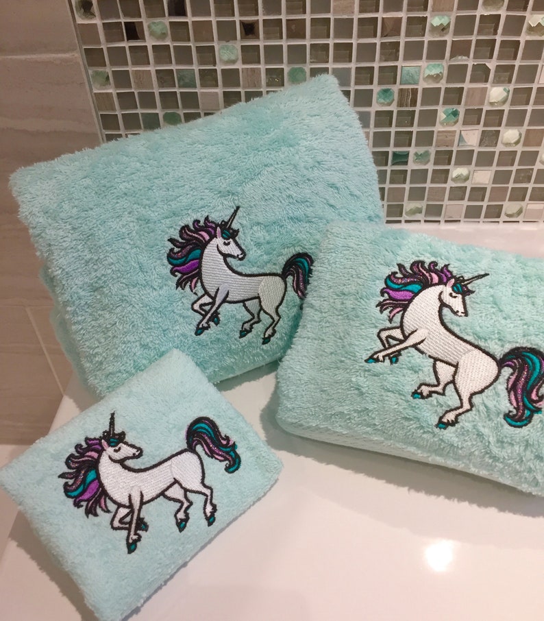 Personalised and Embroidered Luxury Towels Rainbow Unicorn Etsy