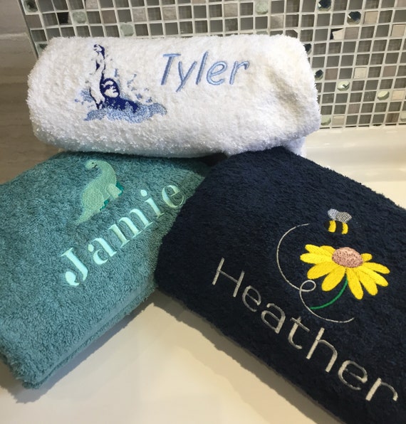 Embroidered Bath Towels Design Your Own Towels Personalised Towels for Swimming Sports Hobbies and Much Much More Etsy